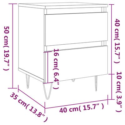 vidaXL Yöpöydät 2 kpl musta 40x35x50 cm tekninen puu