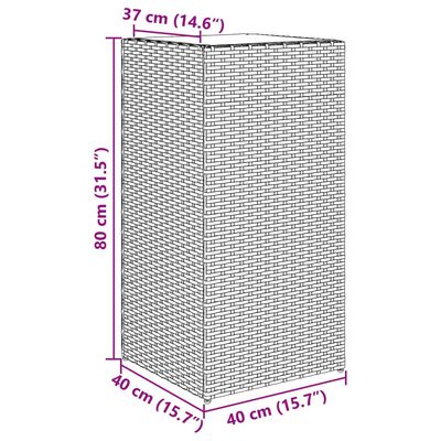 vidaXL Kukkalaatikot 2 kpl musta 40x40x80 cm polyrottinki