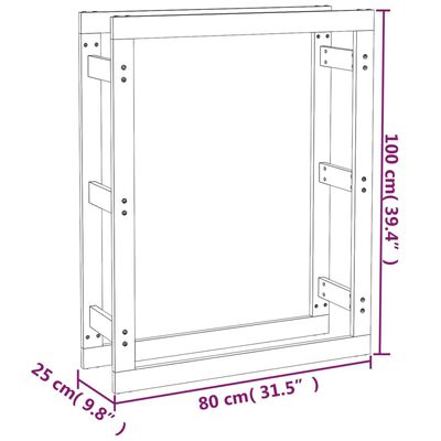 vidaXL Polttopuuteline 80x25x100 cm täysi mänty