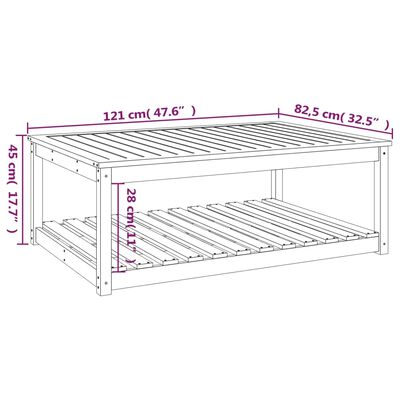 vidaXL Puutarhapöytä musta 121,5x82,5x45 cm täysi mänty