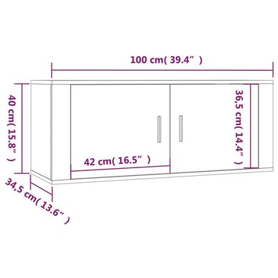 vidaXL Seinäkiinnitettävät TV-kaapit 3 kpl savutammi 100x34,5x40 cm