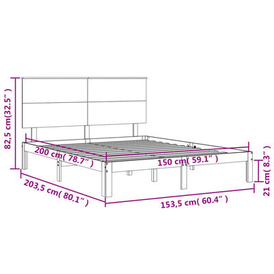 vidaXL Sängynrunko päädyllä valkoinen King Size täysi puu