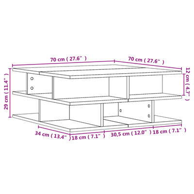 vidaXL Sohvapöytä betoninharmaa 70x70x29 cm lastulevy