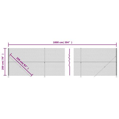 vidaXL Verkkoaita laipalla hopea 2x10 m