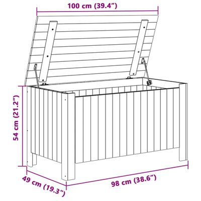 vidaXL Säilytyslaatikko kannella RANA valk. 100x49x54 cm täysi mänty