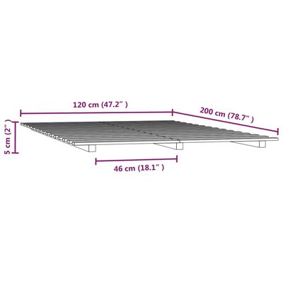 vidaXL Sängynrunko musta 120x200 cm täysi mänty