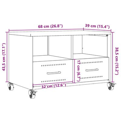 vidaXL TV-taso sinapinkeltainen 68x39x43,5 cm teräs