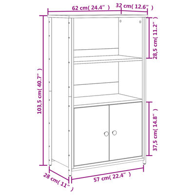 vidaXL Kaappi savutammi 62x32x103,5 cm tekninen puu