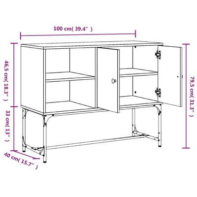 vidaXL Senkki Sonoma tammi 100x40x79,5 cm tekninen puu