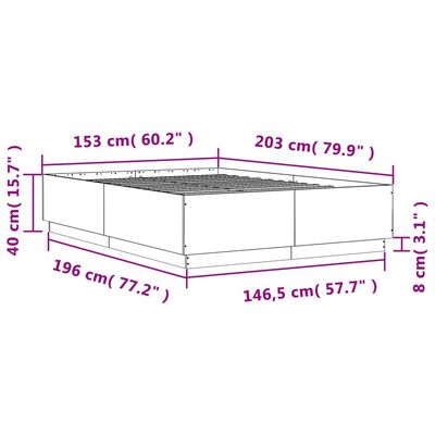 vidaXL Sängynrunko ruskea tammi 150x200 cm tekninen puu