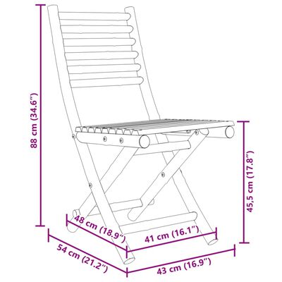 vidaXL Taitettavat puutarhatuolit 8 kpl 43x54x88 cm bambu