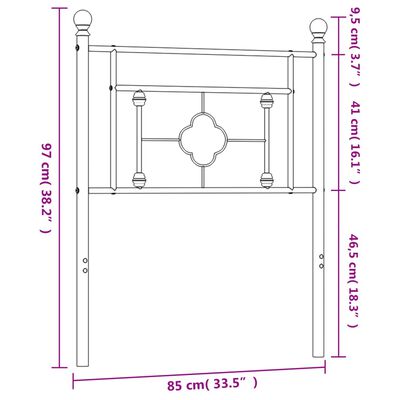 vidaXL Metallinen sängynpääty valkoinen 80 cm