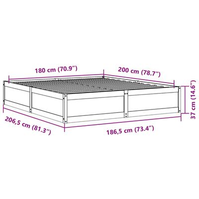 vidaXL Sängynrunko ilman patjaa vahanruskea 180x200 cm täysi mänty