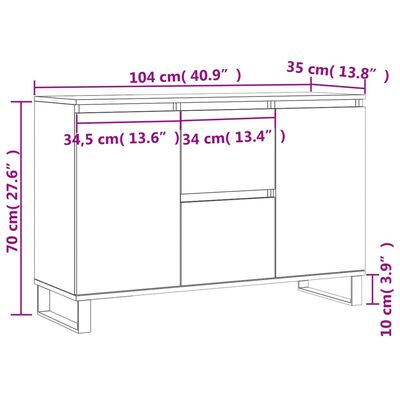 vidaXL Senkki harmaa Sonoma 104x35x70 cm tekninen puu