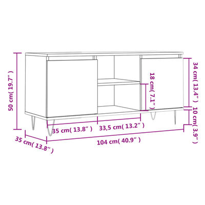 vidaXL TV-taso savutammi 104x35x50 cm tekninen puu