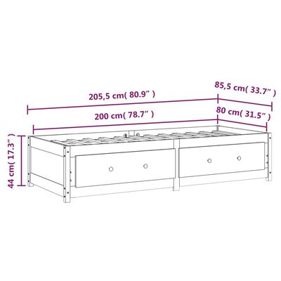 vidaXL Sohvasänky hunajanruskea 80x200 cm täysi mänty