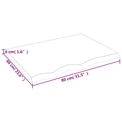 vidaXL Pöytälevy tummanruskea 80x60x(2-4) cm käsitelty täystammi