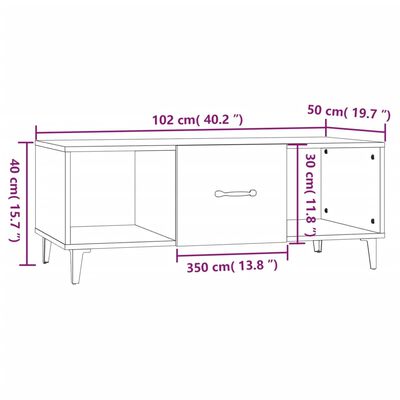 vidaXL Sohvapöytä betoninharmaa 102x50x40 cm tekninen puu