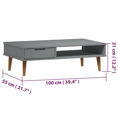 vidaXL Sohvapöytä MOLDE ruskea 100x55x31 cm täysi mänty