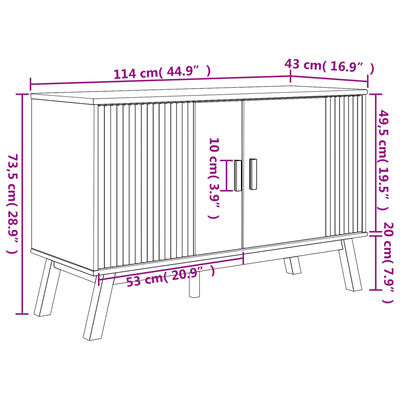 vidaXL Senkki OLDEN harmaa ja ruskea 114x43x73,5 cm täysi mänty