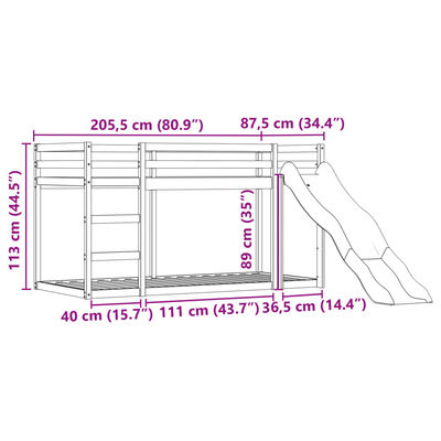 vidaXL Kerrossänky liukumäellä ja verhoilla sininen 80x200 cm