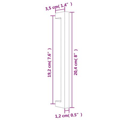 vidaXL Kaapin kahvat 20 kpl musta 192 mm ruostumaton teräs