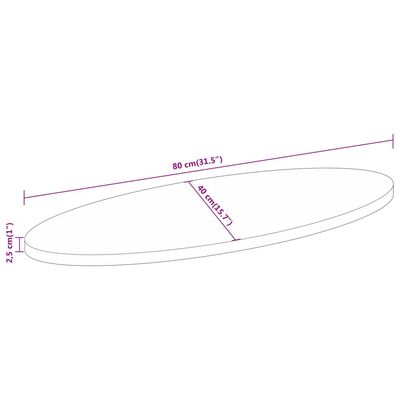 vidaXL Pöytälevy 80x40x2,5 cm ovaali täysi mangopuu