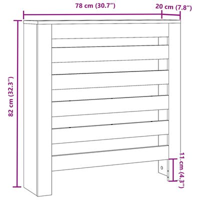 vidaXL Lämpöpatterin suoja valkoinen 78x20x82 cm tekninen puu