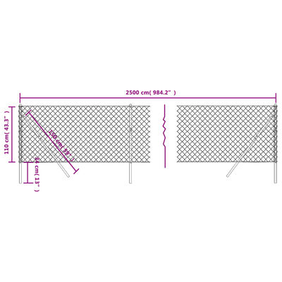 vidaXL Verkkoaita antrasiitti 1,1x25 m