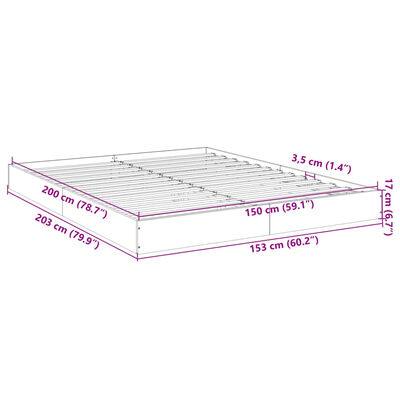 vidaXL Sängynrunko musta 150x200 cm tekninen puu