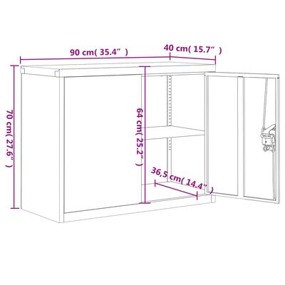 vidaXL Arkistokaappi musta 90x40x110 cm teräs