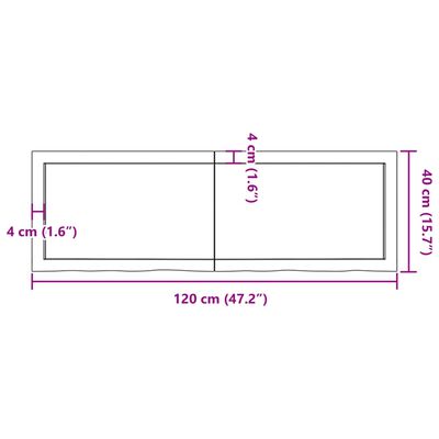 vidaXL Pöytälevy tummanruskea 120x40x(2-4) cm käsitelty täystammi