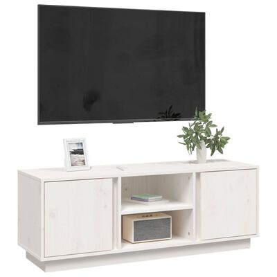 vidaXL TV-taso valkoinen 110x35x40,5 cm täysi mänty