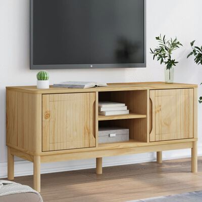 vidaXL TV-taso FLORO vahanruskea 114x43x55 cm täysi mänty