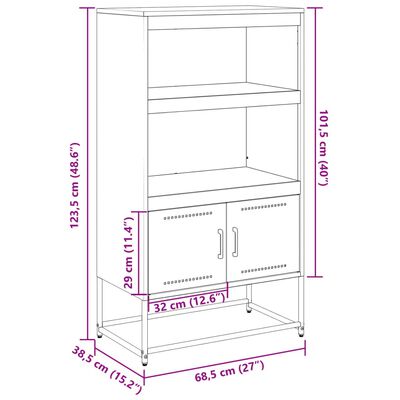 vidaXL TV-taso antrasiitti 100,5x39x60,5 cm teräs