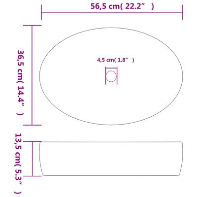 vidaXL Pesuallas tasolle musta/sin ovaali 56,5x36,5x13,5 cm keraaminen