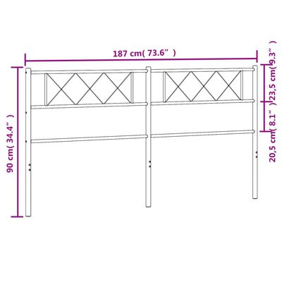 vidaXL Metallinen sängynpääty musta 180 cm