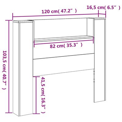 vidaXL Sängynpäätykaappi LED-valoilla valkoinen 120x16,5x103,5 cm