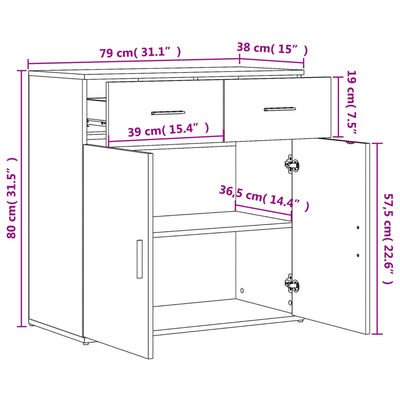 vidaXL Senkki musta 79x38x80 cm tekninen puu