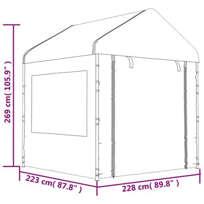 vidaXL Huvimaja katolla valkoinen 20,07x2,28x2,69 m polyeteeni