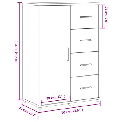 vidaXL Senkki musta 60x31x84 cm tekninen puu