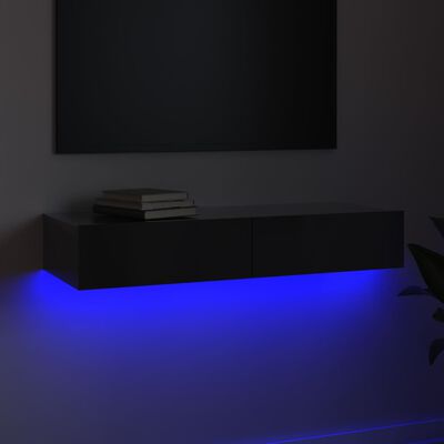 vidaXL TV-taso LED-valoilla korkeakiilto harmaa 90x35x15,5 cm