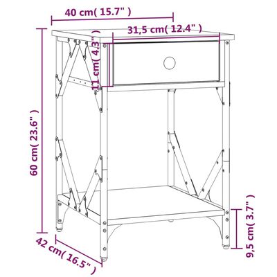 vidaXL Yöpöydät 2 kpl musta 40x42x60 cm tekninen puu