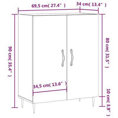 vidaXL Senkki savutammi 69,5x34x90 cm tekninen puu