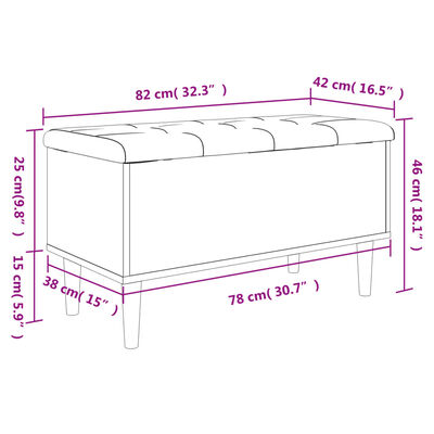 vidaXL Säilytyspenkki betoninharmaa 82x42x46 cm tekninen puu