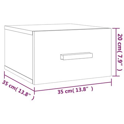 vidaXL Seinäkiinnitettävät yöpöydät 2 kpl ruskea tammi 35x35x20 cm