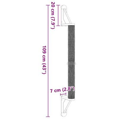 vidaXL Kissan raapimispuu seinälle 109 cm sisal