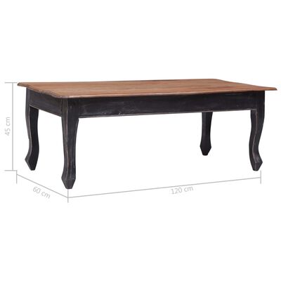vidaXL Sohvapöytä musta 120x60x45 cm täysi mahonki 