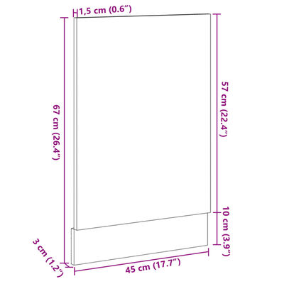 vidaXL Astianpesukoneen paneeli Sonoma-tammi 45x3x67 cm lastulevy