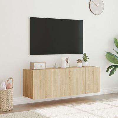 vidaXL TV-seinäkaapit LED-valoilla 2 kpl Sonoma-tammi 60x35x41 cm